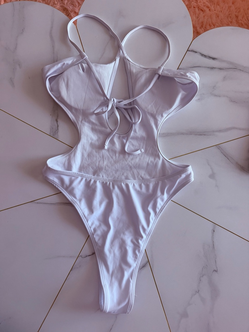 White Cutout One-Piece Swimsuit - Picture 7 of 9